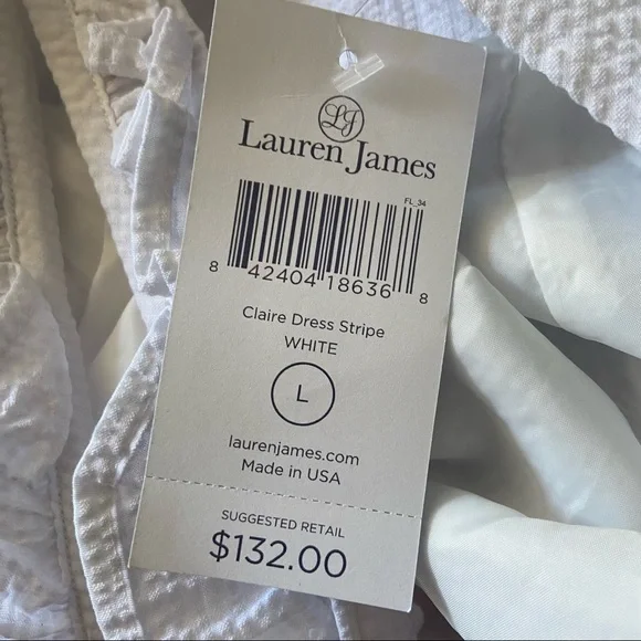 NWT Lauren James Size Large Claire White Halter Dress $132 - Picture 5 of 7